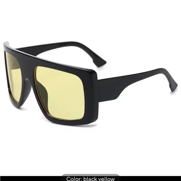 None Accessories - Bold Black Sunglasses with Yellow Lenses
0369